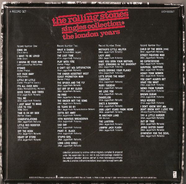 Back of Box, Rolling Stones (The) - Singles Collection: London Years